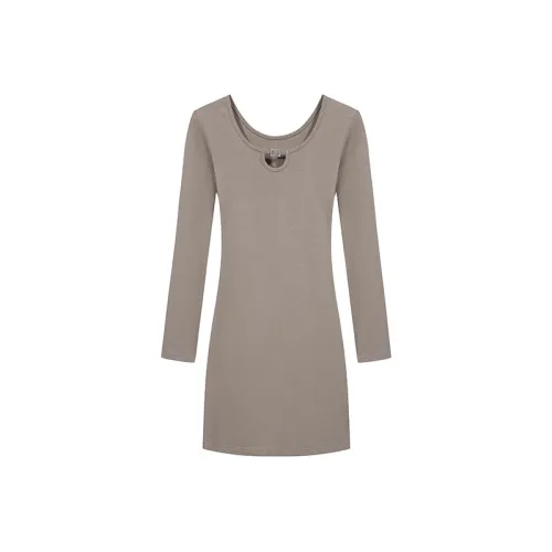 ABBY GODDESS Длинное платье с длинными рукавами женское хаки