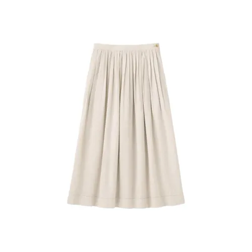 UNIQLO X Ines de la Fressange Бежевые Женские Повседневные Длинные Юбки