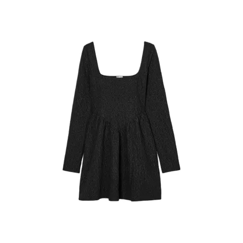 ZARA Длинное платье с длинными рукавами женское черное