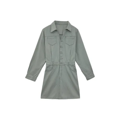 Icicofficial Длинное платье с длинными рукавами женское синее