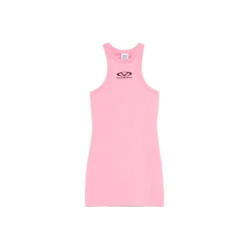 Vetements SS25 Без рукавов Платье Женское Неоновый Розовый