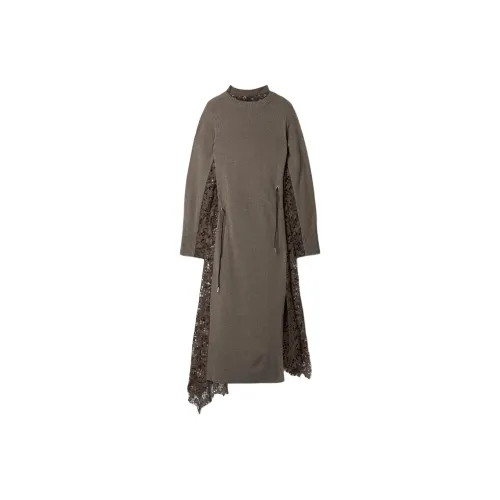 Sacai Коричневый Женские Длинные Платья с Рукавами