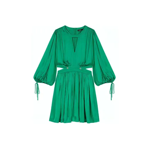 Maje Длинное платье с длинными рукавами женское зеленое