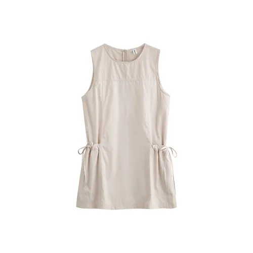 LSVE Без рукавов Платье Женское Серый Абрикос