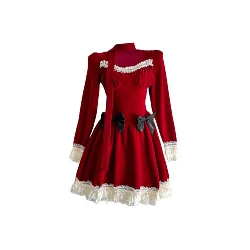 TIBINB Длинное платье с длинным рукавом женское красное