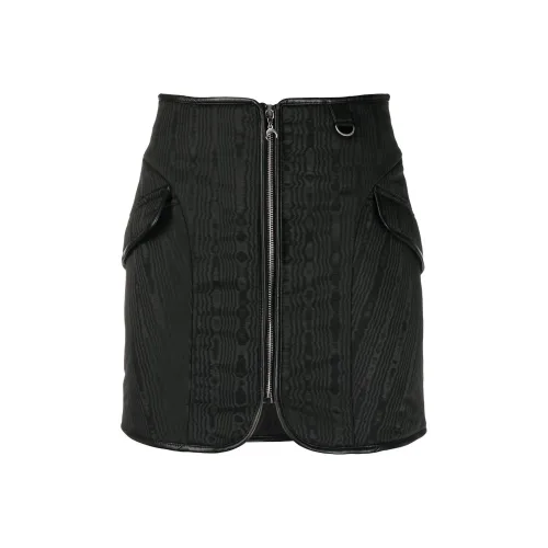 Marine Serre Черная женская кожаная короткая юбка