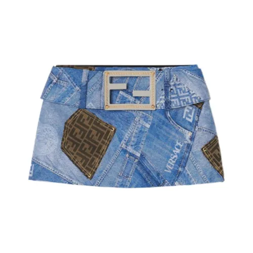 VERSACE Синие Женские Джинсовые Короткие Юбки