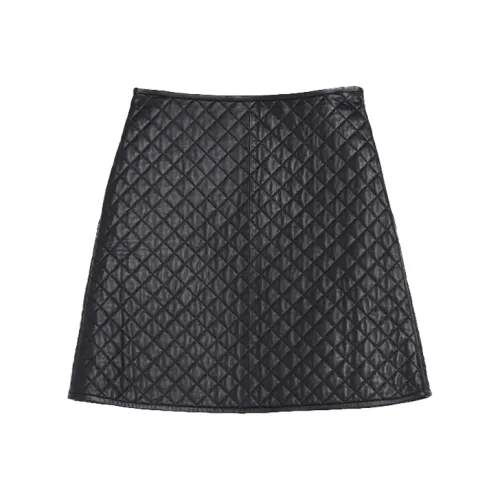 WEEKEND MaxMara Черные Женские Кожаные Короткие Юбки