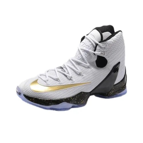 Nike Lebron 13 Elite Slip-Resistant Abrasion-Resistant High-Top Баскетбольные кроссовки Мужские Белый Золото