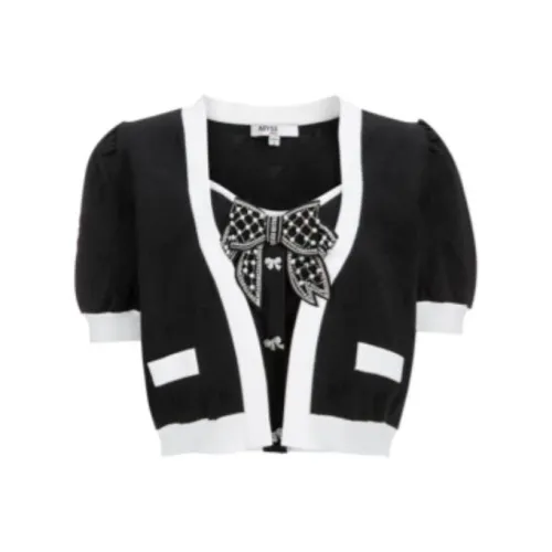 AIVEI Набор Черный Камисоль + Короткий Рукав Трикотаж Женские Комплекты с Юбкой