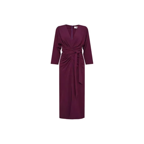 Diane von Furstenberg SS25 Длинное платье с длинными рукавами женское сливовый цвет
