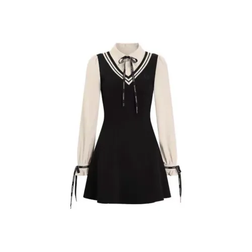 PUREIDOL Длинное платье с длинными рукавами женское черное