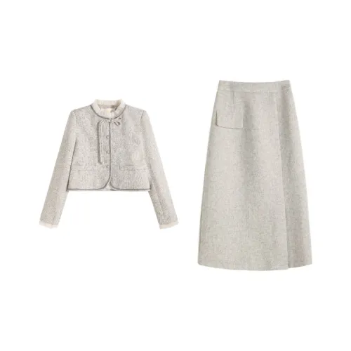 Комплект с юбкой для женщин светло-серый