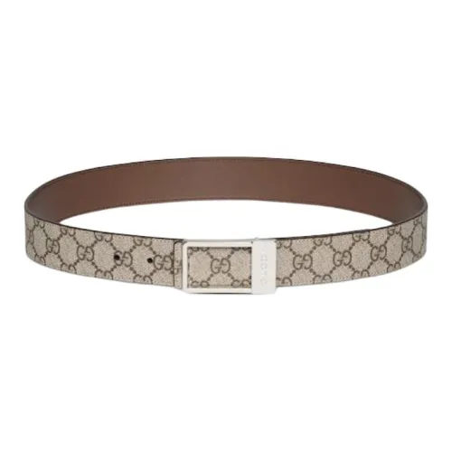 GUCCI Металл Кожаные ремни Мужской Бежевый 3,5CM