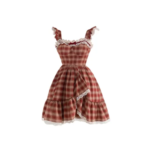 ZWTX STUDIO Летнее без рукавов платье женское красное в клетку