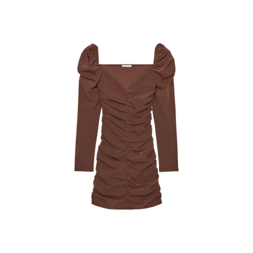 ZARA Длинное платье с длинными рукавами женское светло-коричневое