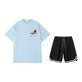 2 пачки (Туманно-синий топ + черные шорты)