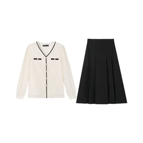 SHEZI Абрикос + Черный В наличии Женские Повседневные Костюмы