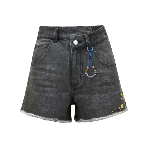 Valeria Obbaco Темно-серые Женские Джинсовые Шорты