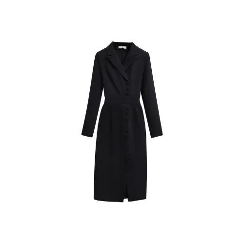 Silky Queen Длинное платье с длинными рукавами женское черное