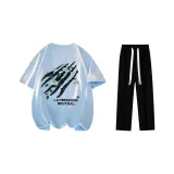 Комплект одежды (Светло-синяя футболка + Черные повседневные штаны)