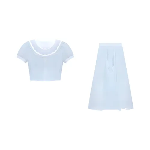 A Small Wild Berry Комплект с юбкой Женская Синие Зеленые Одежда Sets