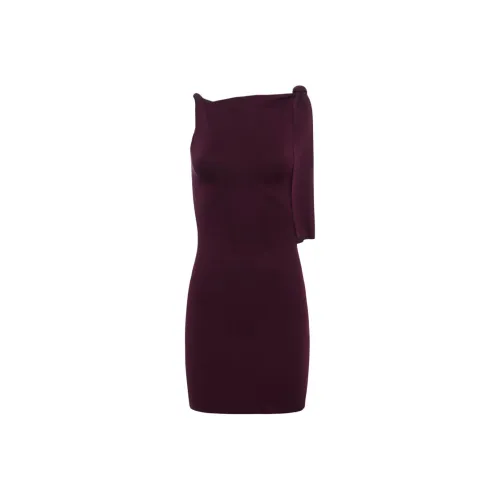 Khy DROP 006 Sueded Эластичный Узел Мини Платье Без рукавов Платье Женское Черное Вишня Черное Вишня