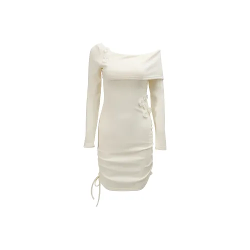 OSQ Длинное платье с длинными рукавами женское кремово-абрикосового цвета