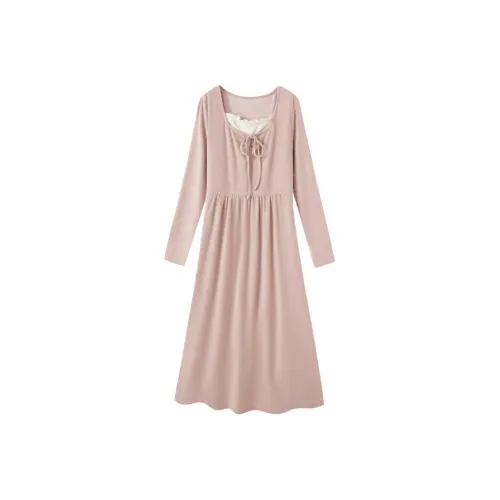 SHIRAN Длинное платье с длинными рукавами женское розовое