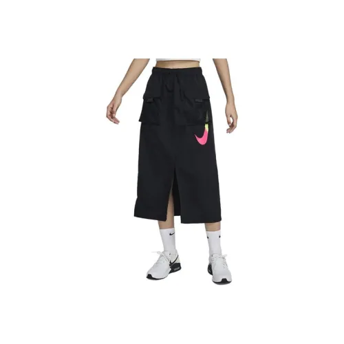 Nike Повседневный Длинный Юбка Женские Черный