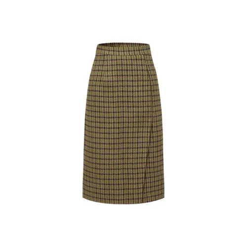 MARVALAS Зеленый кофейный Женские Повседневные длинные юбки