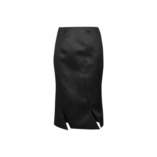 SIQIZ Черная Женская Повседневная Длинная Юбка