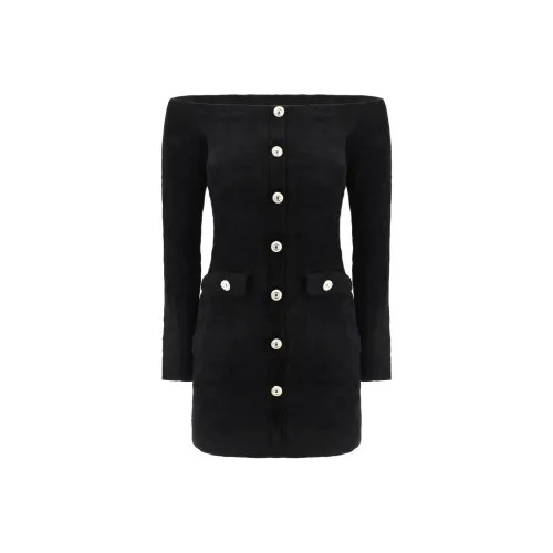 Self Portrait Длинное Платье с Длинными Рукавами Женское Черное