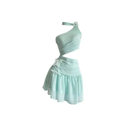 MO VOICE Без рукавов Платье Женское Мятно-зеленый