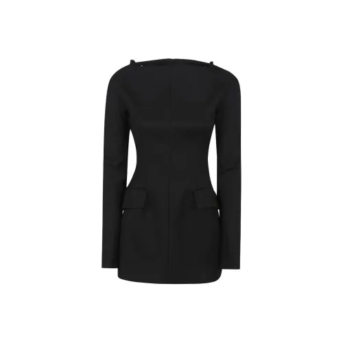 Спортивный Ma Длинное Платье с Длинными Рукавами Женское Черное