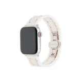 Белый, розовое золото, пять бусин, керамика, инкрустация, нержавеющая сталь, ремешок