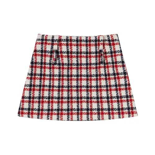 Ouyang Повседневные короткие юбки Женские Красный синий Клетчатый