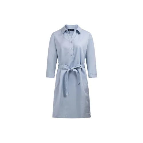 Hush Puppies Длинное платье с длинными рукавами женское морской синий