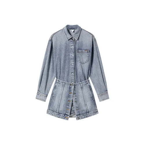 Miss Sixty Длинное платье с длинными рукавами женское средне-синий