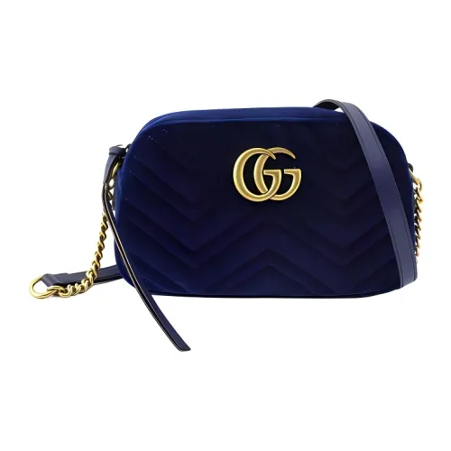 GUCCI GG Marmont Вельвет Велюр Camera Сумка Сумка через плечо Женская Темно-синяя