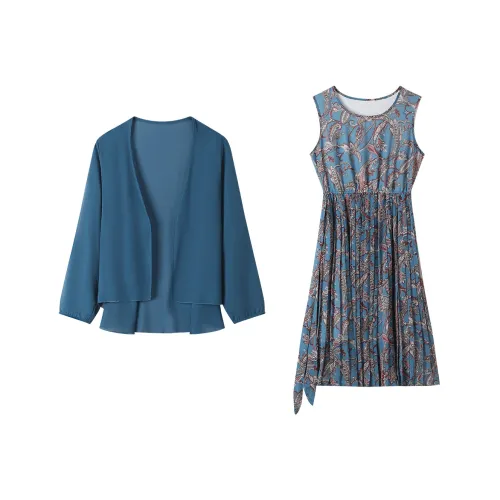 H YXIANG Комплект с юбкой Женские Павлин Синий