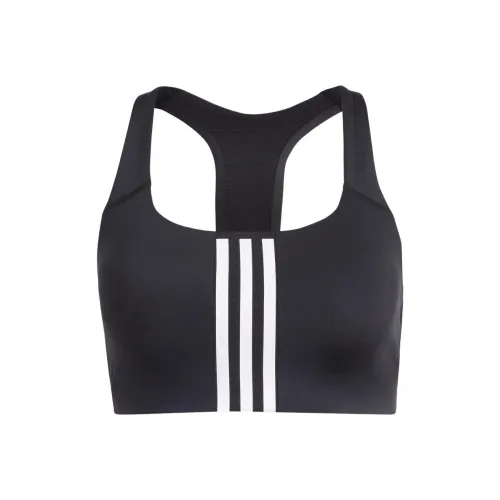 Adidas Powerimpact Тренировки Средняя Поддержка Three Stripe Бюстгальтер Спортивное Белье Женское Черное