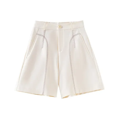 OUNIXUE Повседневные шорты женские бежево-желтые