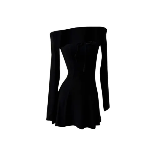 PLANE DRIFT Длинное платье с длинным рукавом женское черное