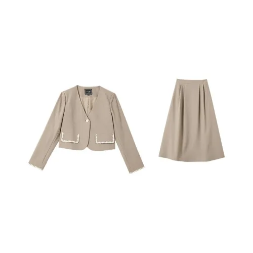 OUNIXUE Комплект с юбкой Женские Серый Кофейный