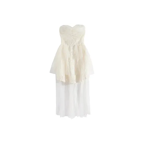 TIBINB Без рукавов Платье Женское Абрикосовое