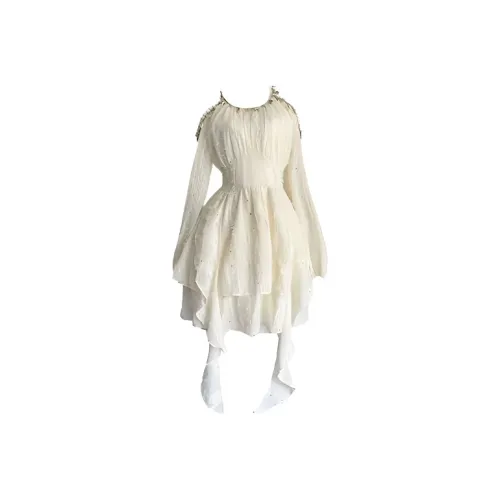 SCCREBEL OFFICIAL Длинный рукав Платье Женское Белое