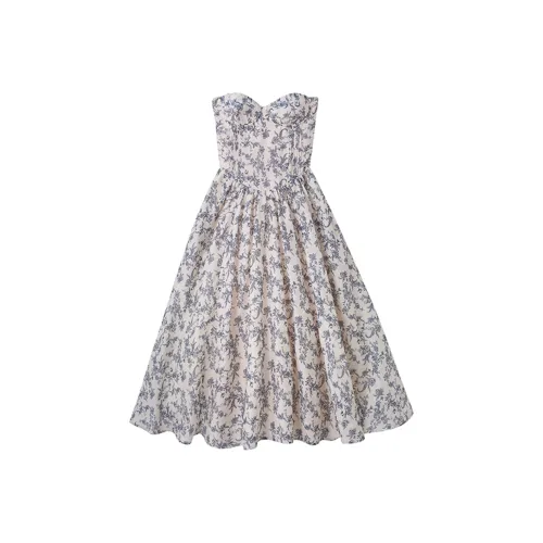 GTLA Без рукавов Платье Женское Белый Керамика Синий