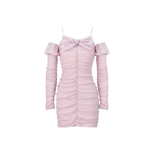 Girly Fancy Club Длинное платье с длинными рукавами женское мерцающий розово-фиолетовый