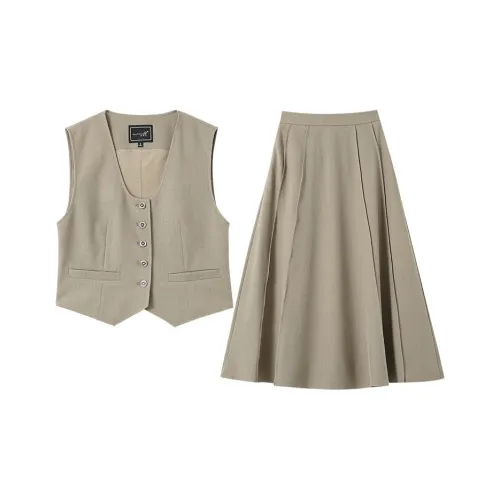 OUNIXUE Комплект с юбкой Женские Серый Кофейный